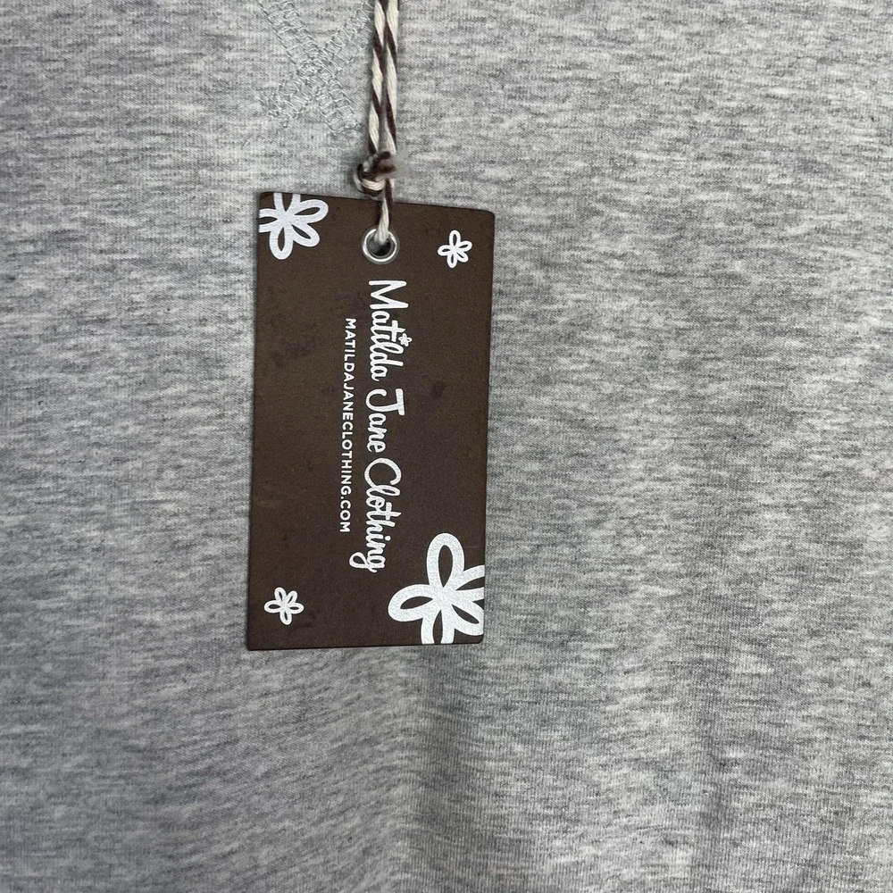 Matilda Jane Just Imagine Mila Girls Sweatshirt Dress Size 14 Gray & Blue‎ NWT